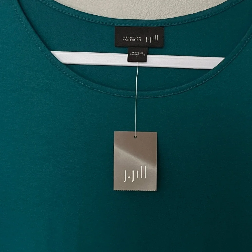 J.Jill Wearever Collection Womens Large Ocean Teal Sleeveless Tunic Tank Top NWT
